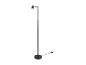 Zwarte staande lamp met verstelbare spotlight.