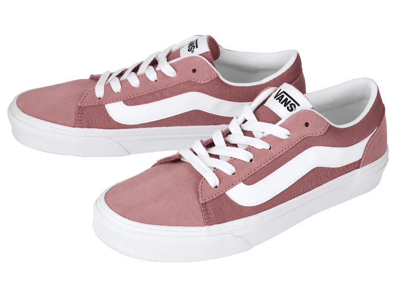 Paire de baskets basses roses avec lacets et bandes latérales blanches