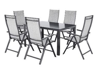 LIVARNO® Ensemble de jardin Houston : table de jardin avec 6 fauteuils pliants