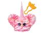 Roze Owleez knuffel, gestreept, met accessoire.