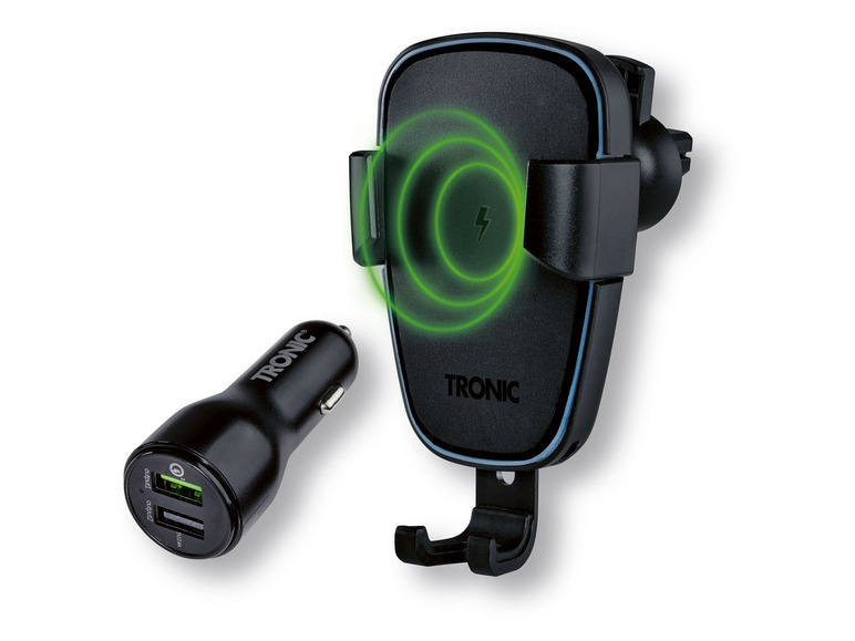 Aller en mode plein écran TRONIC® Support de téléphone pour voiture avec fonction de charge Qi® - Photo 3