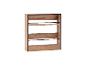 Houten plank met zwarte details, voorzien van vier open vakken.
