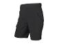 Shorts noirs pour hommes avec fermetures éclair et un bouton, vus de face en angle.