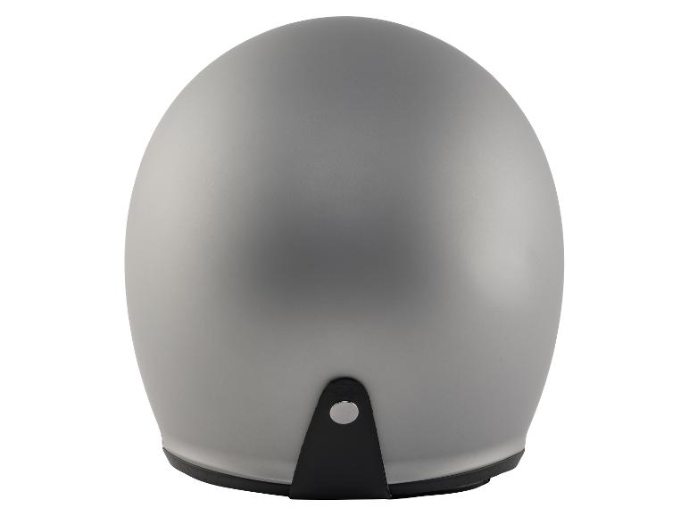 Casque de moto gris, vue arrière