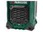 Radio Parkside avec haut-parleur et connexions USB et audio.