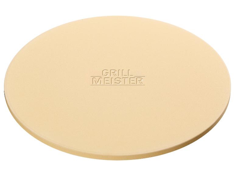 Ronde pizzasteen met de inscriptie 'GRILL MEISTER'