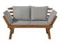 Banc en bois deux places avec dossiers et coussins gris