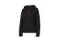 Een zwarte hoodie met een capuchon en een rits.