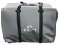 Un sac de sport gris avec des poignées noires de Crivit.