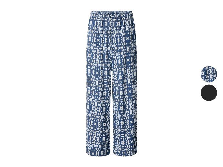 Blauw-wit gestreepte wijde broek met elastische tailleband