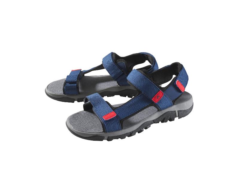 Sandales bleues et grises pour la randonnée.