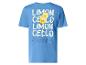 Blauw T-shirt met limoncello-print en de tekst 'La Vita È Bella'.