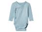 Body croisé bleu clair pour bébé à manches longues avec boutons-pression.