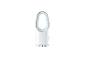 Witte, moderne bladeless ventilator met blauwe rand en bedieningsknoppen