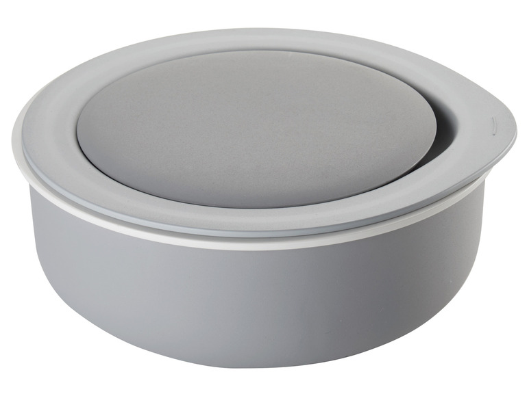 Un bol gris avec un couvercle