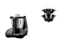 Keukenmachine met roestvrijstalen kom en stoomaccessoires