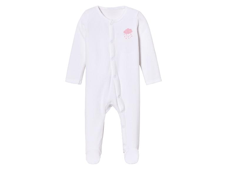 Witte baby romper met een roze wolkje print.