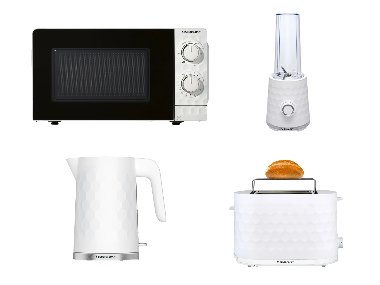 SILVERCREST® Set de cuisine motif nid-d'abeille : Micro-ondes, grille-pain, blender à smoothies et bouilloire