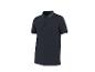 Donkerblauw poloshirt met lichtblauwe gestreepte kraag en mouwboorden