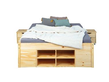Functional bed Inter Link "Claas" or "Till", 2 integrated bedside tables and slatted bed bases.