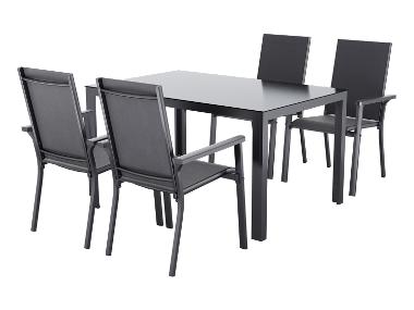 LIVARNO® Ensemble de jardin »Houston / Toronto« : Table avec 4 fauteuils empilables 