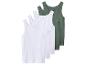 Vijf witte en groene mouwloze herenshirts