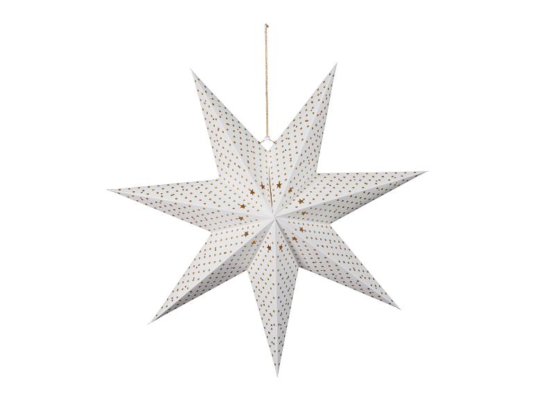 Étoile de Noël blanche à pois dorés et étoiles découpées
