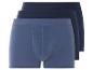 Drie blauwe boxershorts.