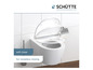 Een witte toiletbril met soft-close functie van Schütte.
