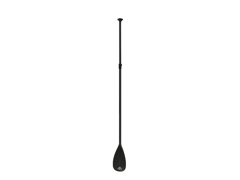 Pagaie de stand-up paddleboard noire réglable avec poignée en T et pale nervurée.