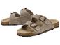 Sandales femme en daim gris avec boucles métalliques et semelle en liège