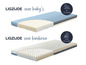 Twee zijden van een matras voor baby's en kinderen, de constructie van het matras wordt getoond.
