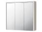 Armoire de salle de bain blanche avec trois portes miroir, vue de face.