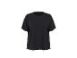 Zwart dames T-shirt met korte mouwen en ruches