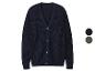 Donkerblauw gebreid vest met knopen, met extra kleuropties.