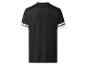 T-shirt noir à manches courtes avec deux bandes blanches sur les manches