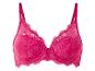 Un soutien-gorge rose en dentelle.