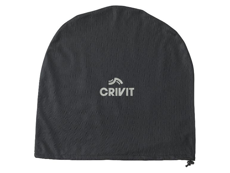 Een zwarte muts van Crivit met het merklogo.
