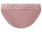 Culotte femme rose avec détails en dentelle à la taille.