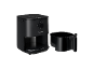 Moulinex zwarte airfryer met een uitneembare mand ernaast