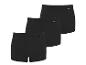 Lot de trois boxers noirs pour hommes avec ceintures élastiques et détails de couture.