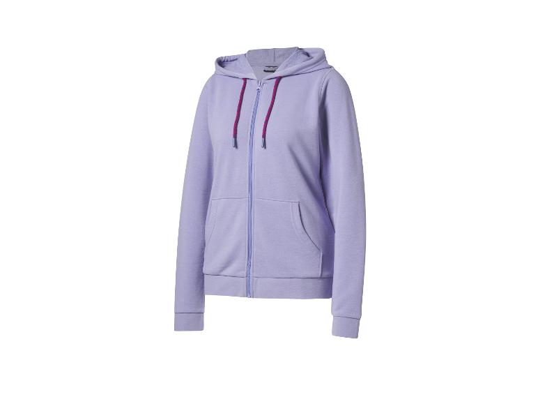 Een lichtpaarse hoodie met rits en capuchon