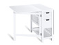 Une table blanche pliante avec deux tiroirs.