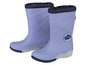 Paarse regenlaarzen met 'Hello You' logo.