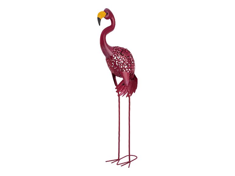 Décoration de jardin flamant rose en métal découpé rouge