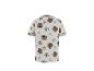 Kinder-T-shirt met patroon van teddybeerhoofden met petten, voetballen en N- en P-letters.