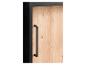 Zwarte kast met houten deur en zwarte handgreep