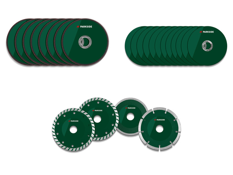 Set De 4 Disques à Tronçonner Diamantés Parkside PWSZS1 - Pour Couper Carrelage, Béton, Granit
