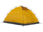 Een gele tent met een zwarte onderkant.