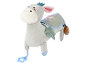 Adorable âne en peluche gris avec miroir et jouets pour bébé.